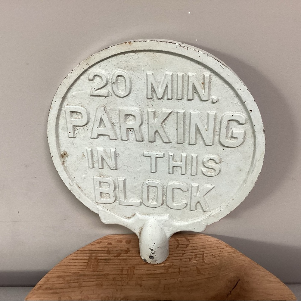 ⚫️ Vintage - Antique - Cast Aluminum “20 MIN. PARKING IN THIS BLOCK” Street Sign - Picture 4 of 14